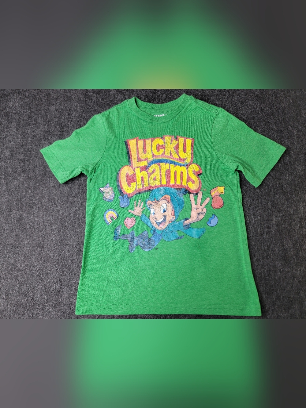Lucky Charms Little Kid's Graphic Tee Size XS Green Leprechaun Cereal Boys Girls